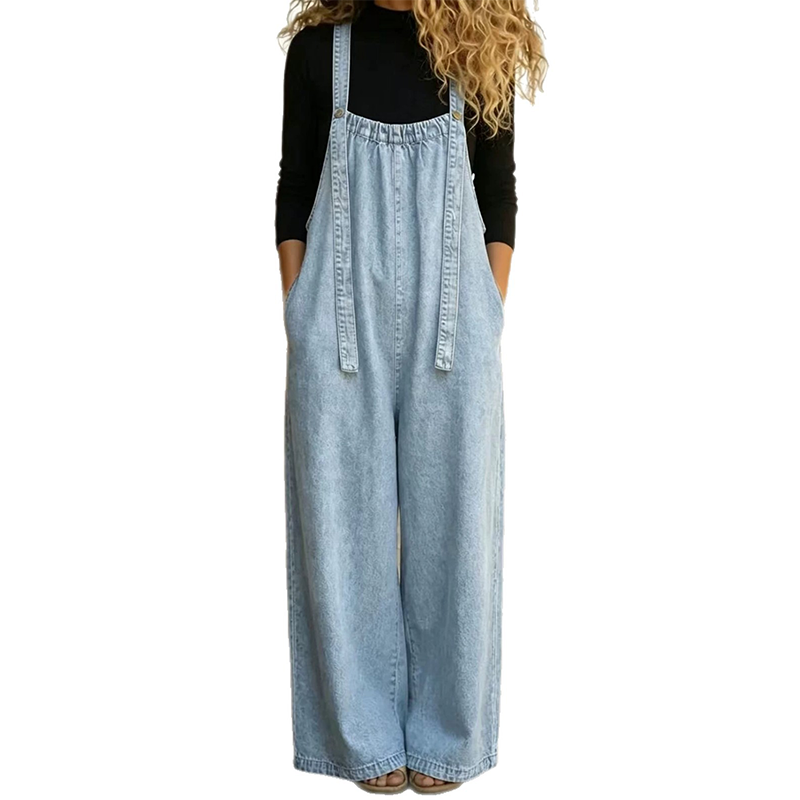 Women's Casual Loose Fit Denim Style Overalls