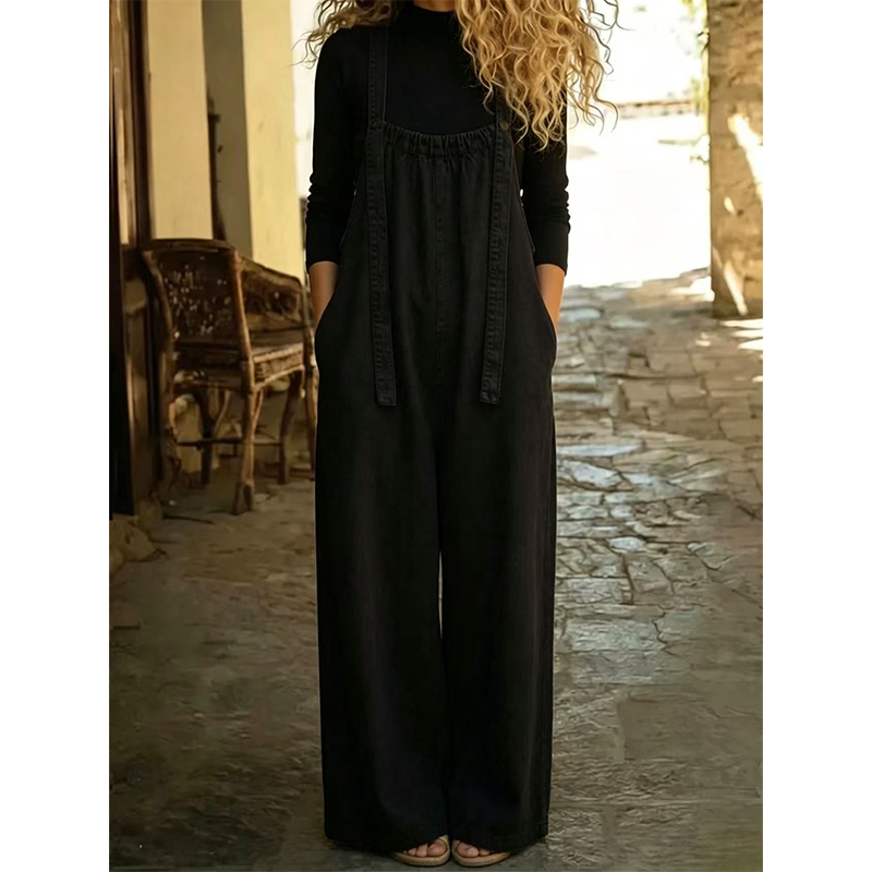 Women's Casual Loose Fit Denim Style Overalls