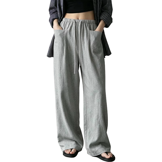 Women's High-Waisted Wide-Leg Drawstring Pants