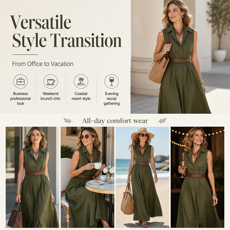 Waist-Defining Shirt Dress