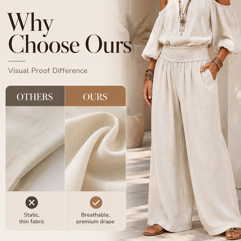 Women's Cold Shoulder Halter Neck Top & Wide-Leg Trousers Set 🌸 Bare the Shoulders, Free the Legs – Summer's Most Flattering Co-Ord ✨