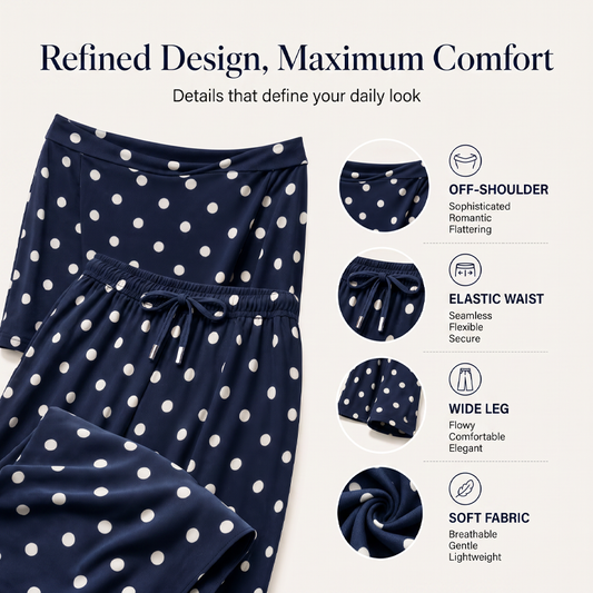 Women's Off-Shoulder Polka Dot 2-Piece Set