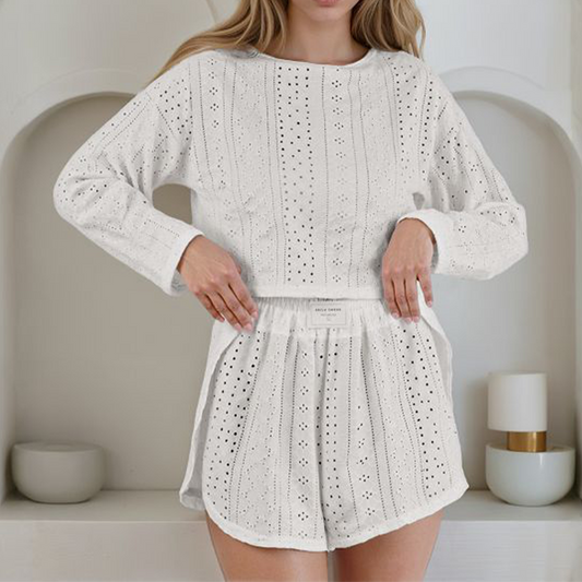 Women's Summer Eyelet Knit 2-Piece Set