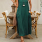 Women's Sleeveless Round Neck Casual Dress Loose Fit Linen-Look Maxi Dress with Pockets