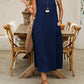 Women's Sleeveless Round Neck Casual Dress Loose Fit Linen-Look Maxi Dress with Pockets