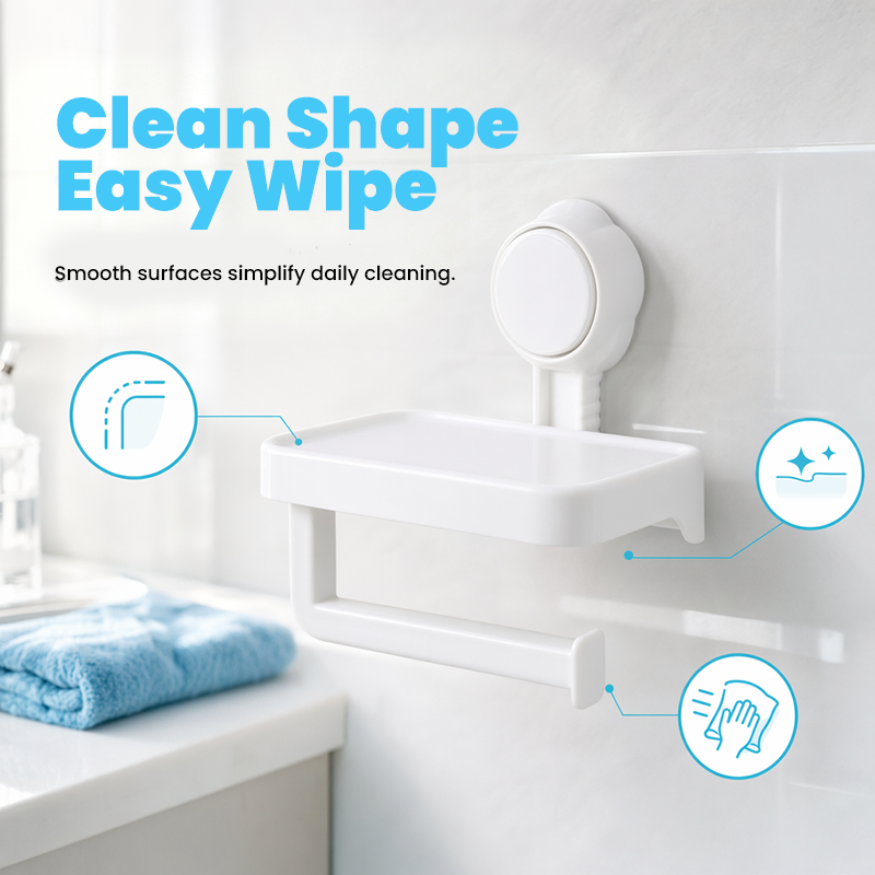 Suction Cup Paper Roll Holder with Storage Tray