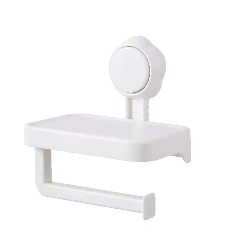 Suction Cup Paper Roll Holder with Storage Tray