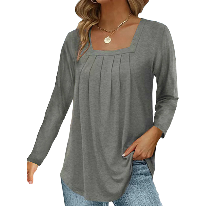 💕LAST DAY SALE ONLY ￡11.99!!💕🌿 Cotton Elegant Pleated Square Neck Top