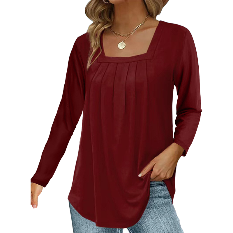 💕LAST DAY SALE ONLY ￡11.99!!💕🌿 Cotton Elegant Pleated Square Neck Top