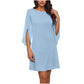 Women Elegant Solid Color Round Neck Dress
