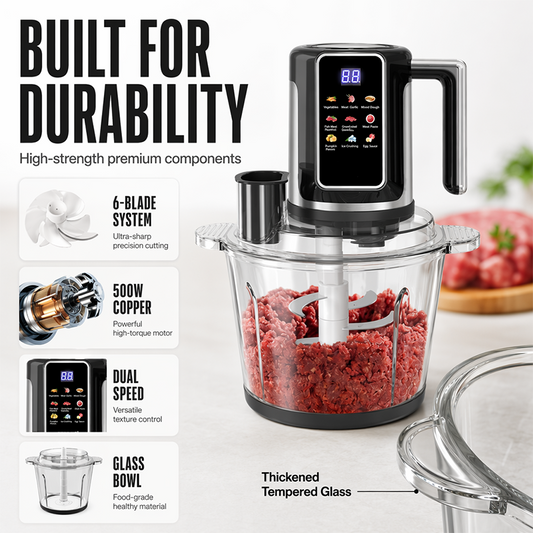 Multi-Functional Food Processor with Touch Control and Glass Bowl