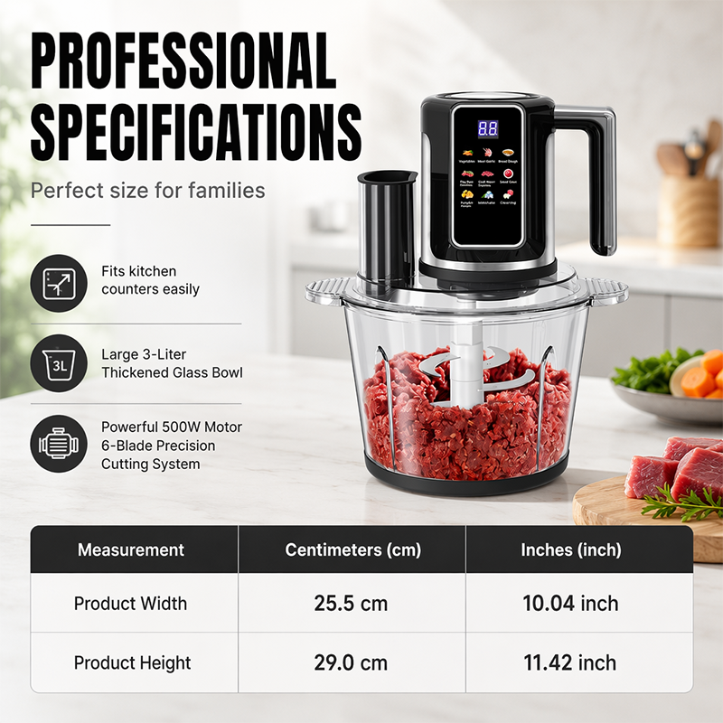 Multi-Functional Food Processor with Touch Control and Glass Bowl