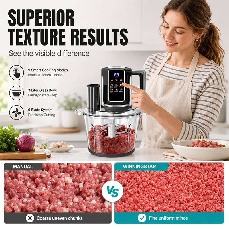 Multi-Functional Food Processor with Touch Control and Glass Bowl