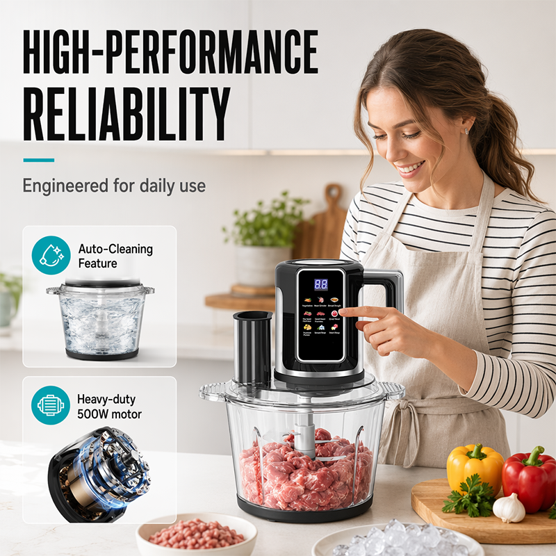 Multi-Functional Food Processor with Touch Control and Glass Bowl
