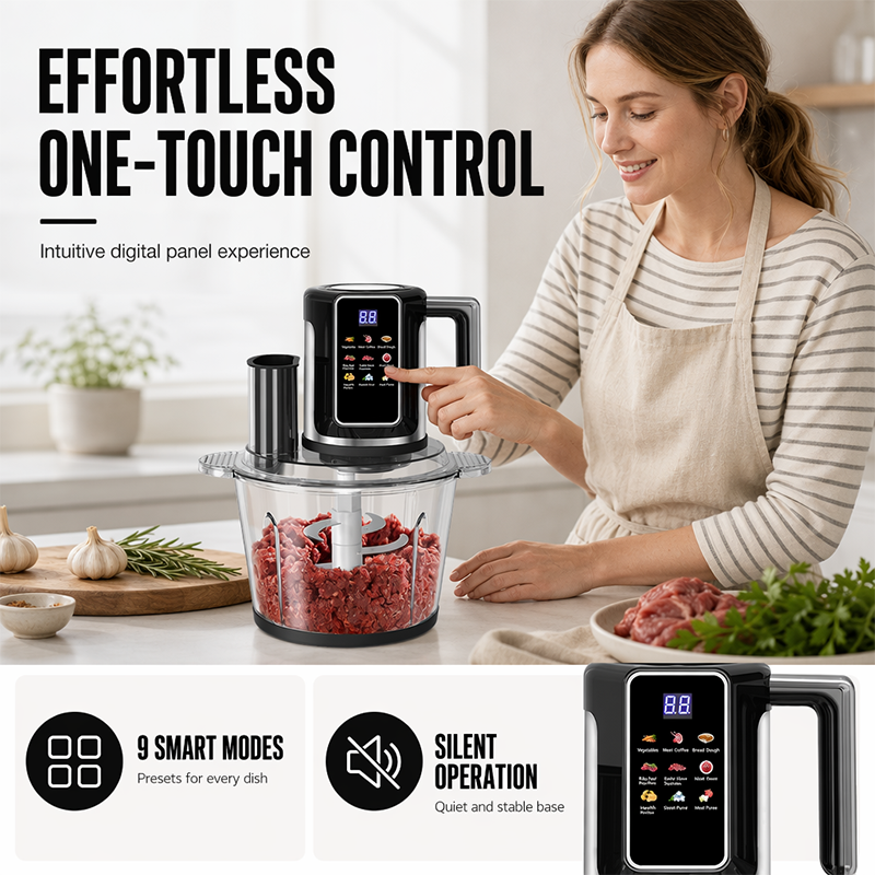Multi-Functional Food Processor with Touch Control and Glass Bowl