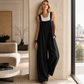 Women's Casual Wide Strap Button Jumpsuit