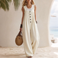 Women's Casual Wide Strap Button Jumpsuit