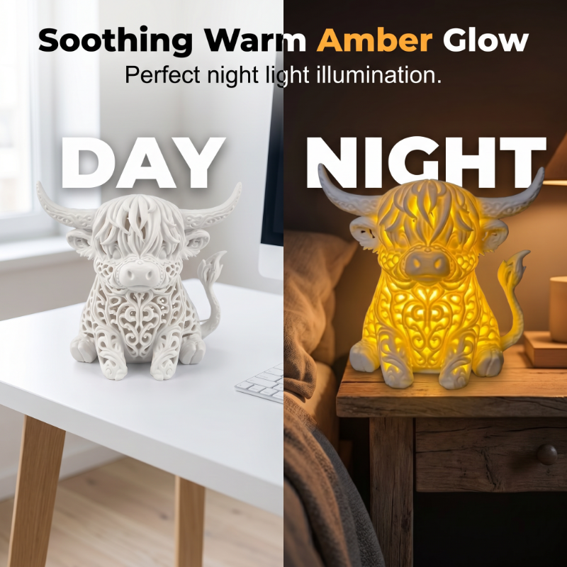 Warm Glow Highland Cow Table Lamp