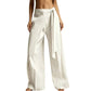 Women's Flowy Wrap Front Wide Leg Pants