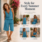 ⌛Limited-Time Offer-Women's Half-Zip Sleeveless Tank Top & Shorts Set