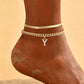 📢📢50% OFF !! ⏰ ✨ Dainty Layered Gold Initial Anklets – Elegant Design, Lightweight & Adjustable – Perfect for Everyday Charm & Gifting 💛