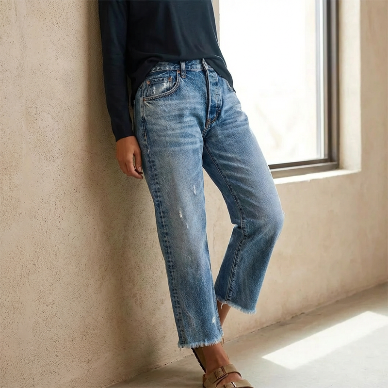 🎉 2026 Sale — Over 27,000 Sold! 💞 Retro Cropped Straight Jeans – Timeless Vintage Vibes 🌸