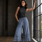Women's Ruffle Hem Tencel Denim Wide Leg Pants