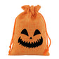 Halloween Drawstring Burlap Bags Spooky Face Treat Pouch