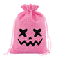 Halloween Drawstring Burlap Bags Spooky Face Treat Pouch