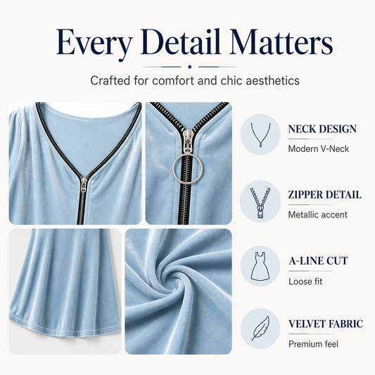 Women's Zip-Up V-Neck Half Sleeve Dress