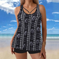 Women Plus Size Two Piece Swimsuit Skirt with Boyshorts Printed Tankini Set