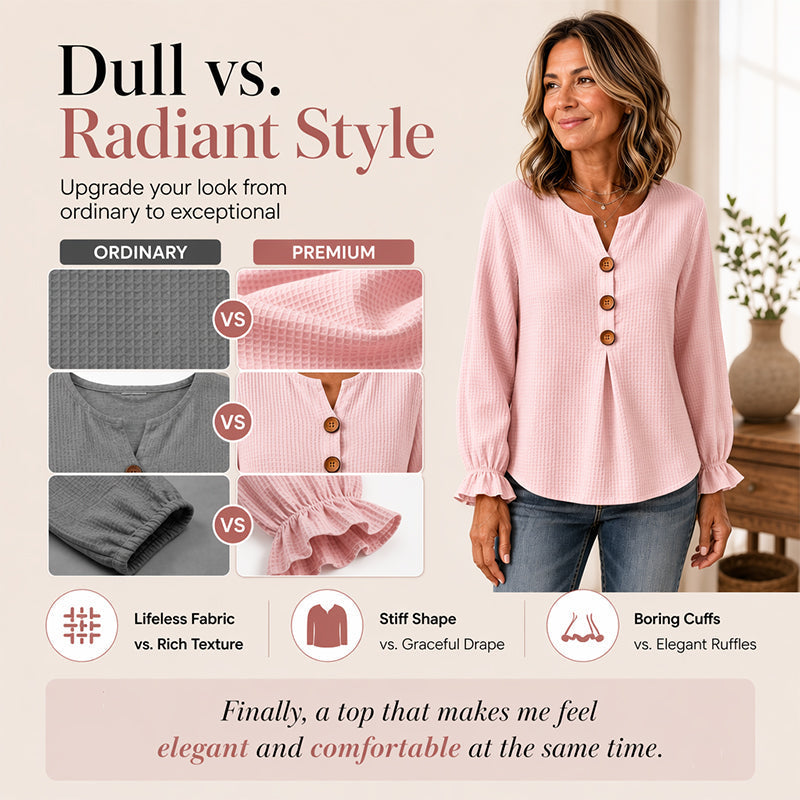Women's Waffle Knit Long Sleeve Top