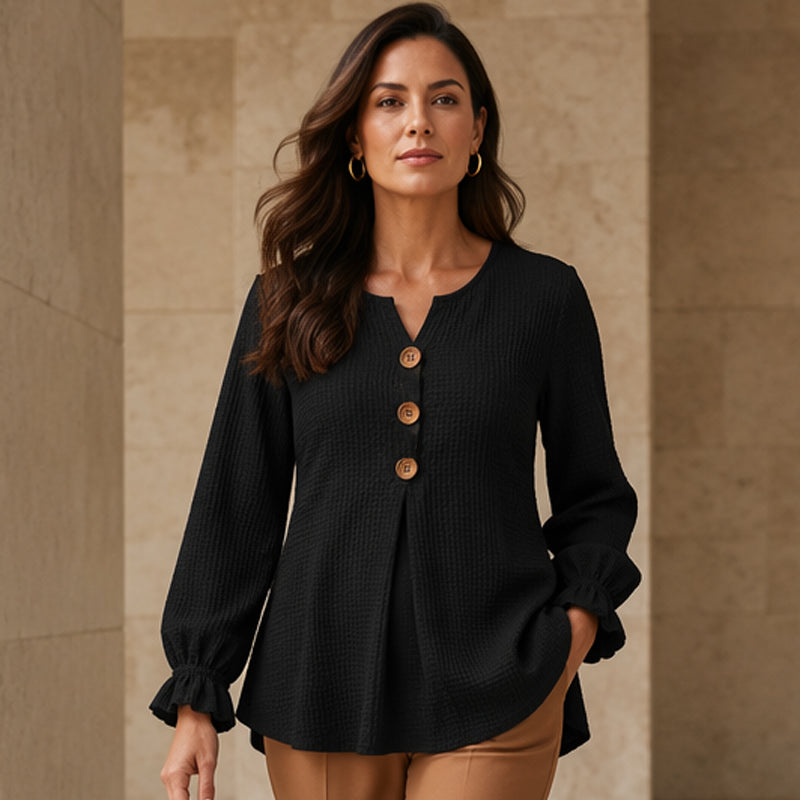 Women's Waffle Knit Long Sleeve Top
