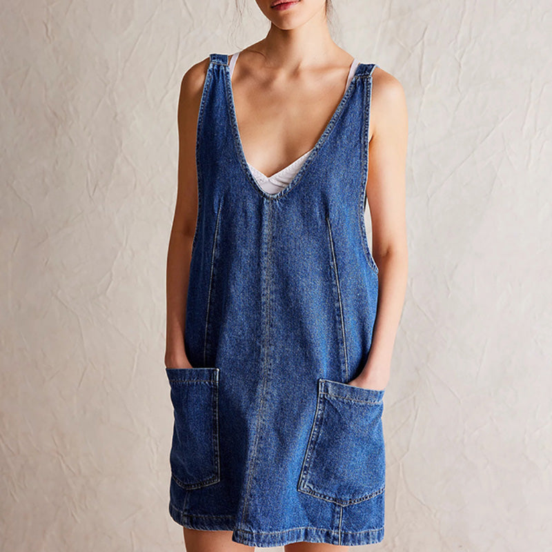 👗 Women's Fashion Denim Backless Dress
