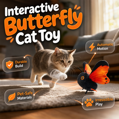 🦋🐱 Smart Sensing Flapping Butterfly Toy – 50% OFF! 🐈Perfect Playmate for Pets！Motion-activated, realistic flight, interactive fun – keeps your cat engaged for hours. 🔥✨