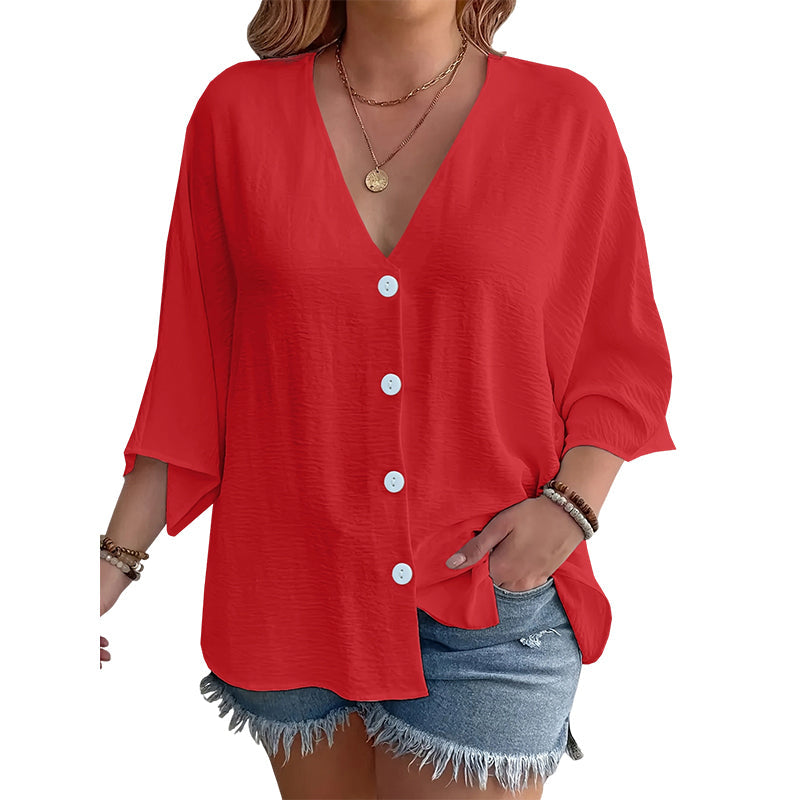 Women’s V-Neck Button Up Cardigan Casual Shirt