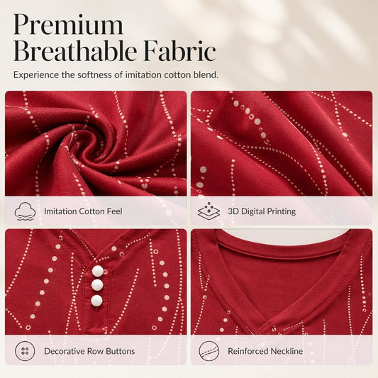 Women's Elegant Printed V-Neck Top