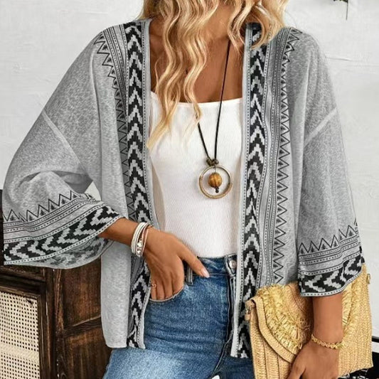 Women's Retro Geometric Print Sun Protection Cardigan