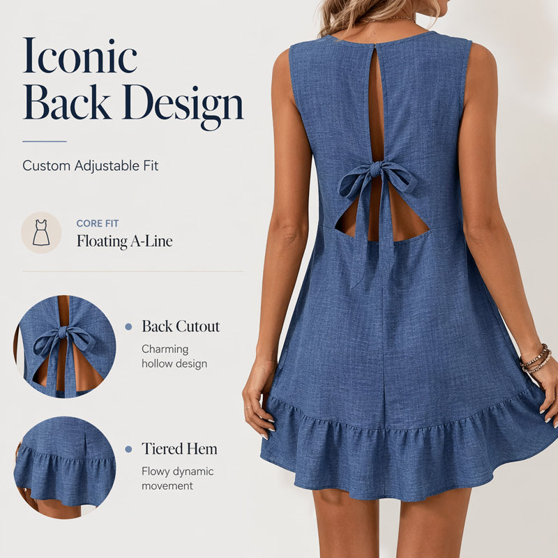 Women's Casual Sleeveless Ruffle Hem Mini Dress