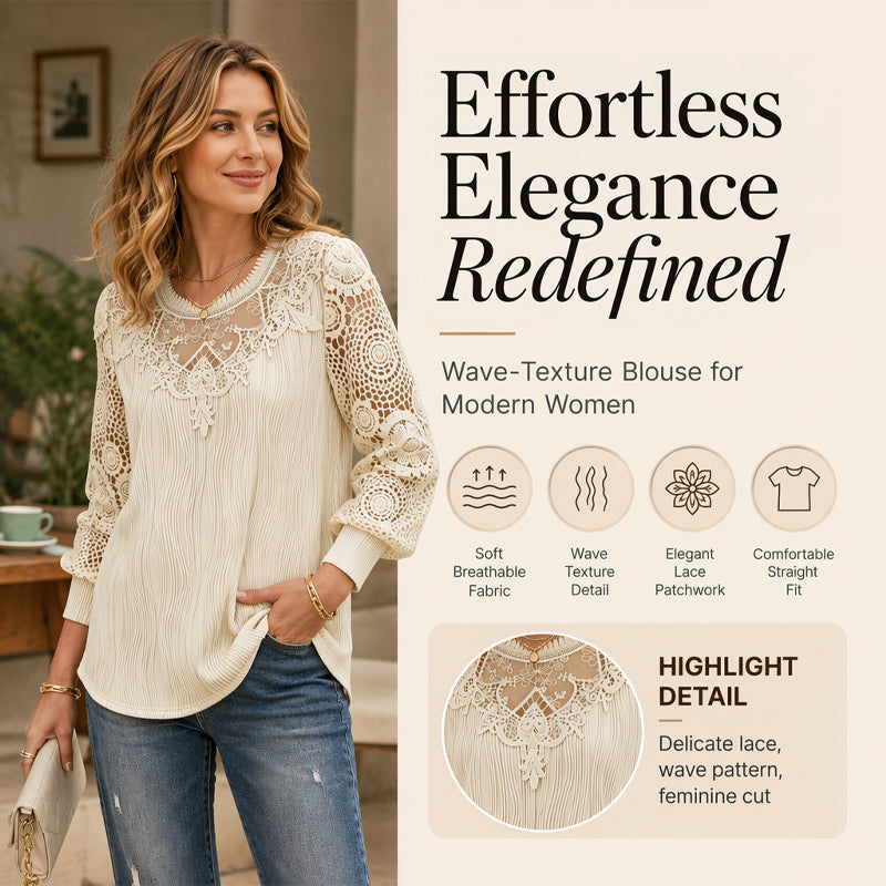 Must-Have🔥Lightweight Lace Patchwork Top – Soft Drape & Feminine Detail for Everyday Chic