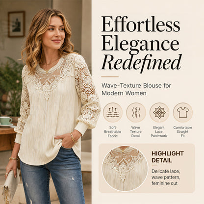 Must-Have🔥Lightweight Lace Patchwork Top – Soft Drape & Feminine Detail for Everyday Chic
