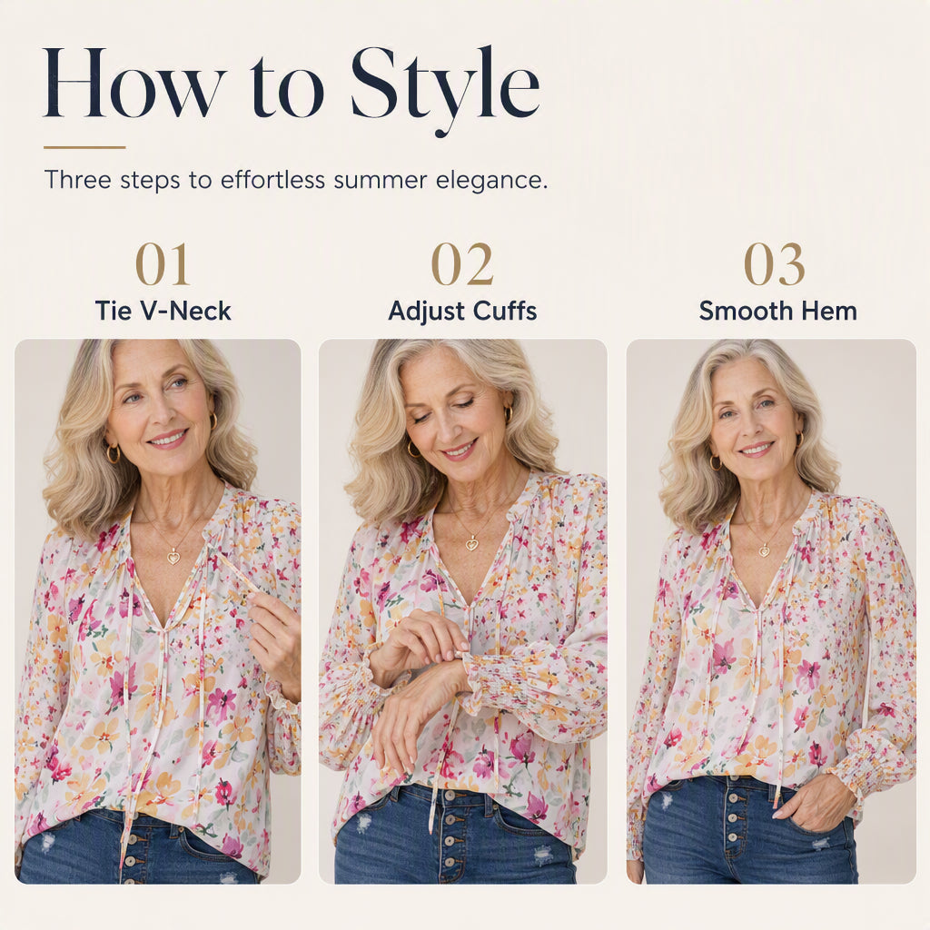 Women's Summer Floral Print V-Neck T-Shirt