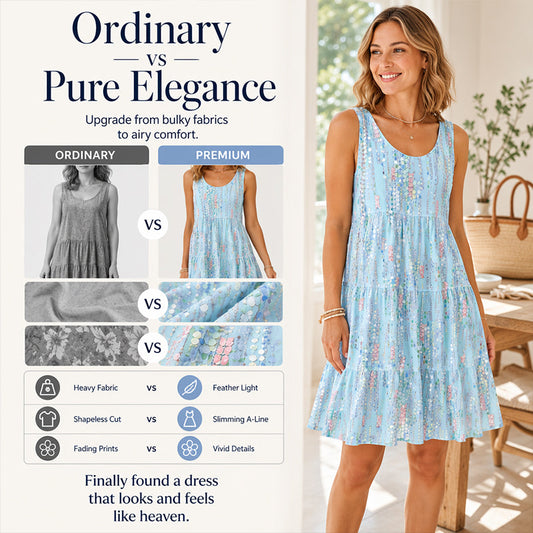 Women's Sleeveless O-Neck Tiered Midi Dress