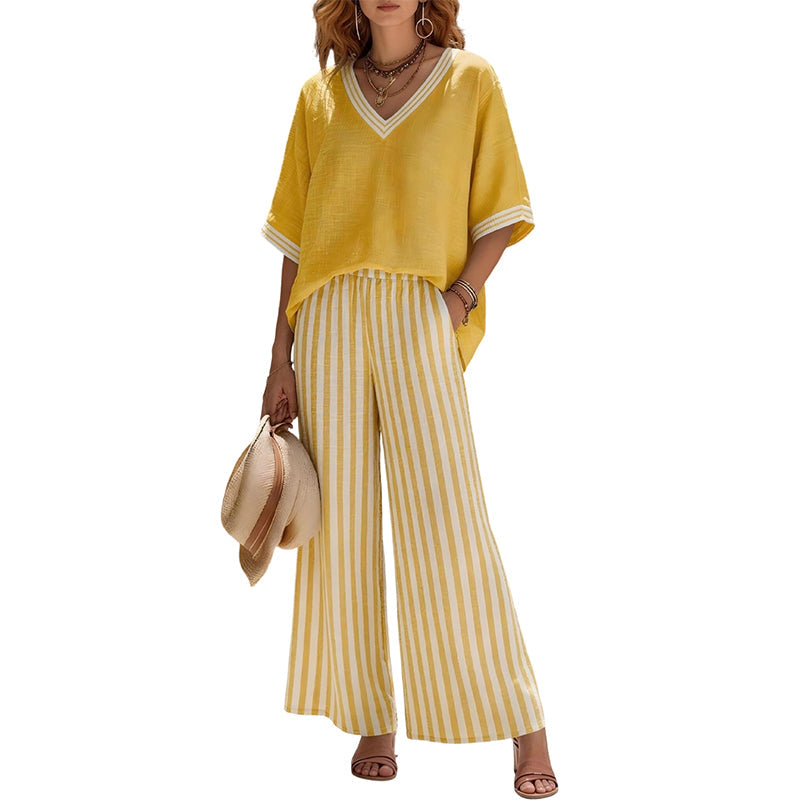 Women's Casual Striped Two-Piece Set