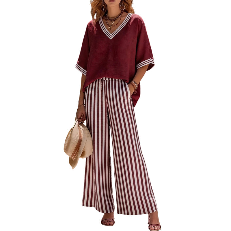 Women's Casual Striped Two-Piece Set