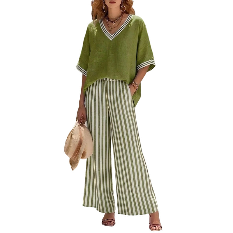Women's Casual Striped Two-Piece Set