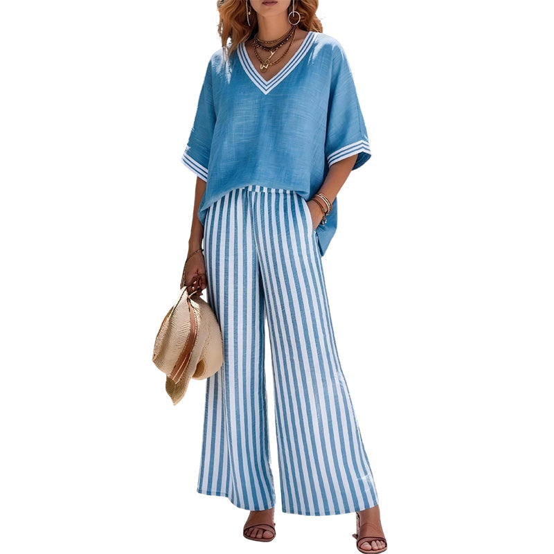 Women's Casual Striped Two-Piece Set