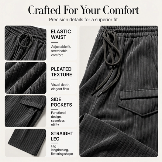 Women's Ribbed Drawstring Straight-Leg Trousers