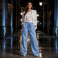 Women's Ribbed Drawstring Straight-Leg Trousers