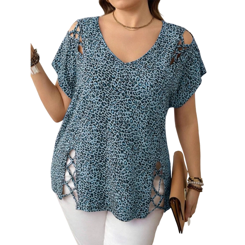 ⏳LAST DAY SALE ONLY ￡18.99!!🔥Women's Leopard Print Loose V-Neck T-Shirt